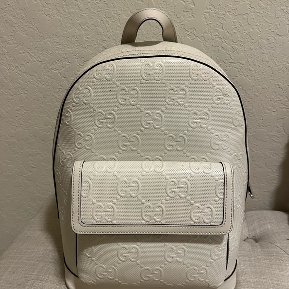 Gucci Ivory Embossed Backpack - Picture 1 of 16